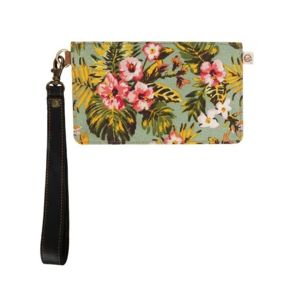 Glam Girl Fashion Accessories - Upcycled Genuine Leather Floral Card Holder/Wallet